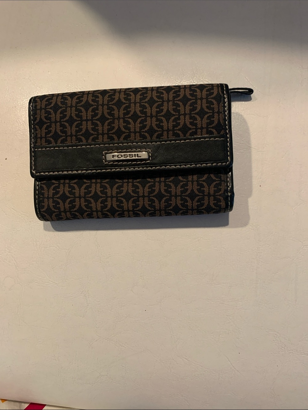 Fossil Brown and Tan Signature Print Wallet
